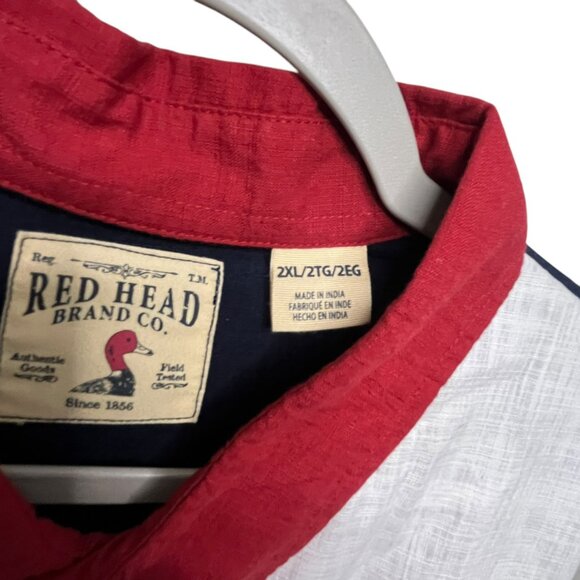 RedHead Men's American Flag Short Sleeve Shirt Size 2XL Red White Blue - Picture 5 of 8